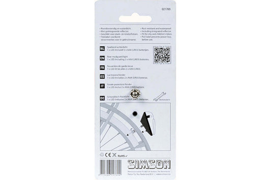 Simson 021769 spatbord 1 LED achterlicht incl. batterijen