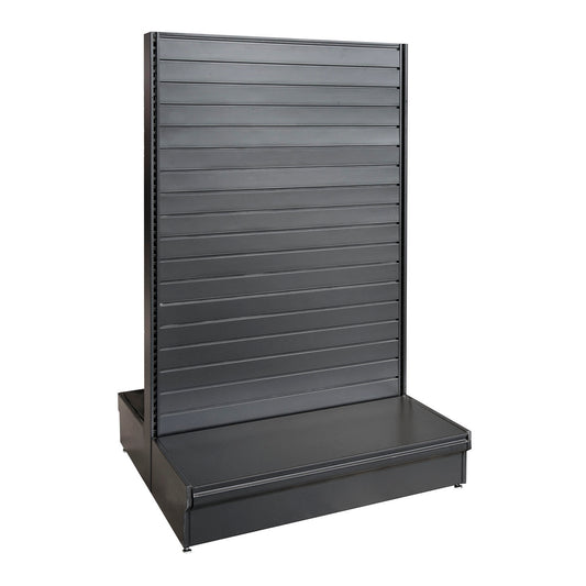 Displaywand halfhoog dubbelzijdig zwart HxBxD 151x104x95 cm.