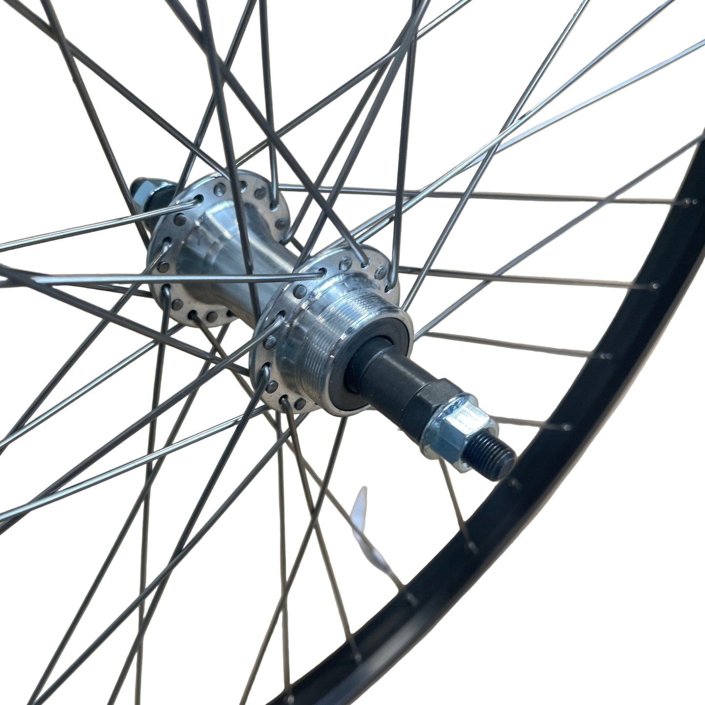 Achterwiel 26"- 559X21 Parallex new alu. zilver FM31 vast freewheel sp.14 RVS