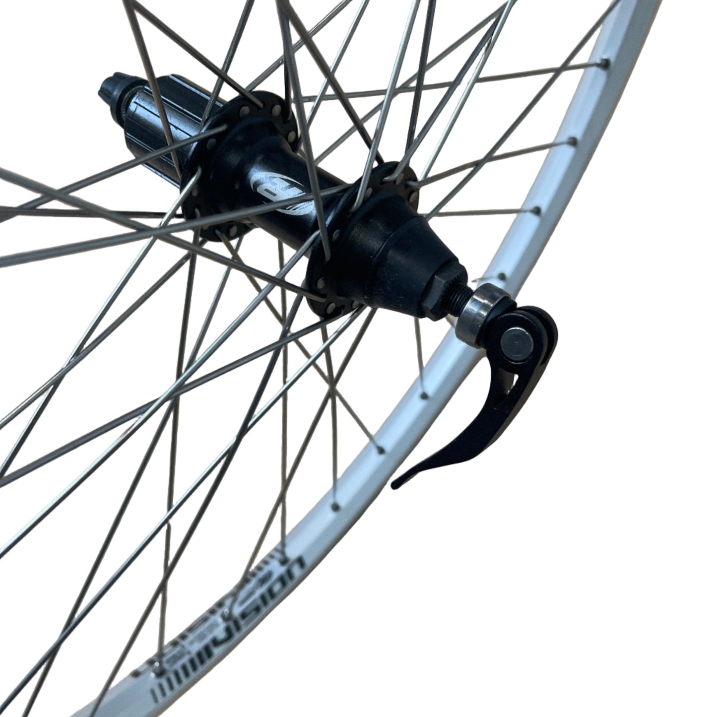 Achterwiel 26"-559x19 IID Skorpion alu. zilver FM32 QR cassette 8/9 sp. 14 RVS