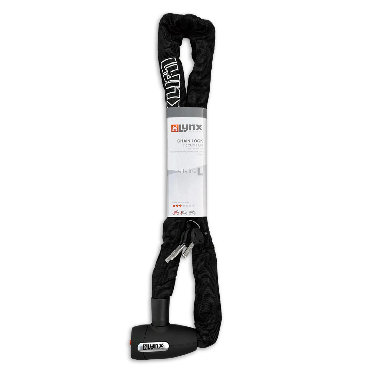 Lynx kettingslot Cityline L110 black 8 mm. x 110 cm. nylon hoes