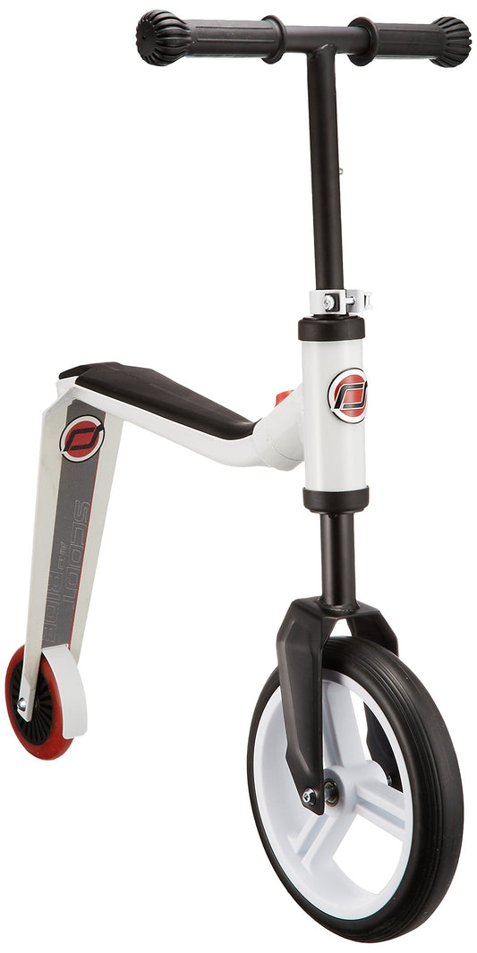 Loopfiets en step 2 in 1 wit/rood