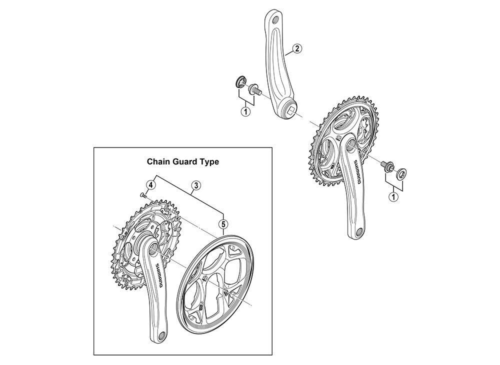 Shimano EFCM311C222XL crankstel Altus 7/8 spd. 170/42x32x22 zwart (- 4.5 mm diep)