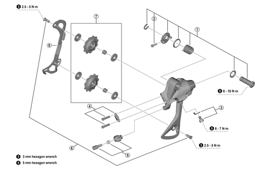 Shimano ERDM30208SGSL achterderailleur Acera M3020 7/8 spd. SGS zwart