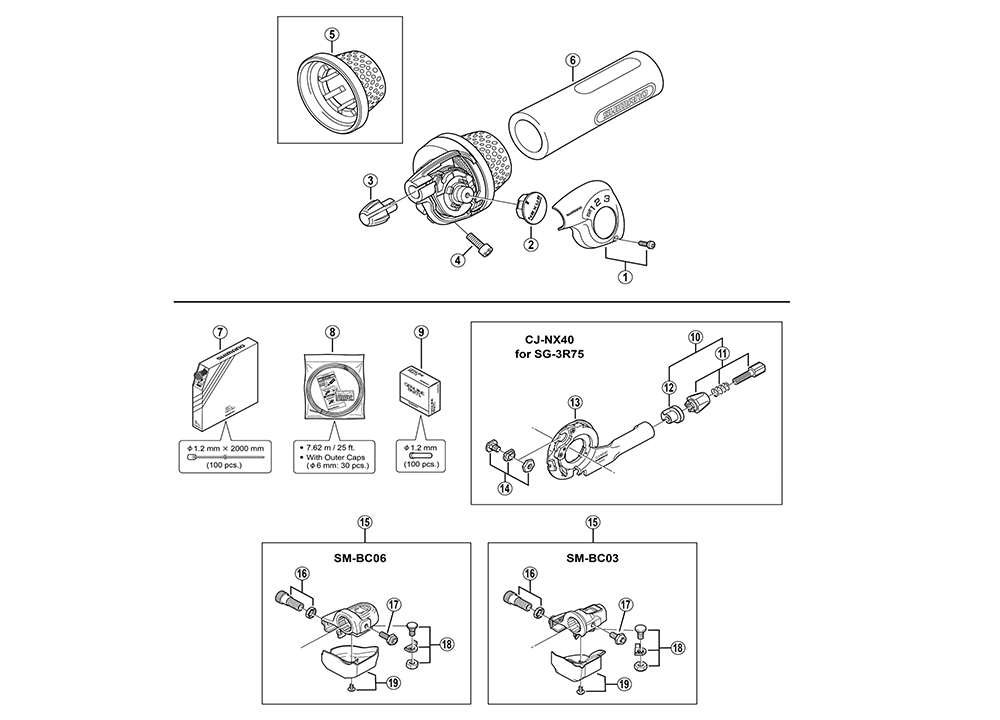 Shimano ESL3S35EALSC Revo Shifter Nexus 3 spd. zwart