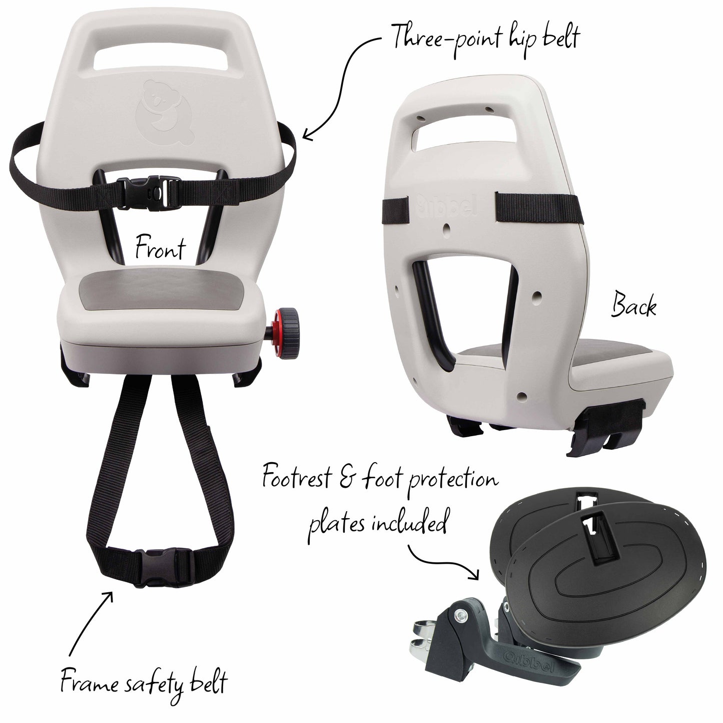 Qibbel Q365 Junior 6+ Pebble Grey – beige/bruin – incl. voetsteunen en voetbeschermingsplaten