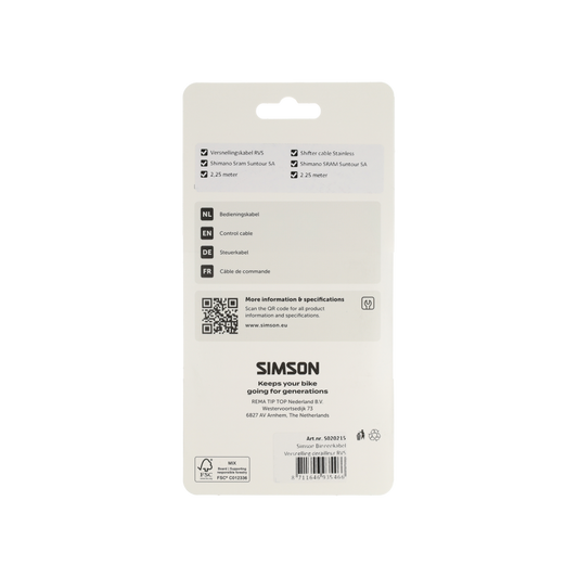 Simson S020215 binnenkabel versnelling Derailleur RVS