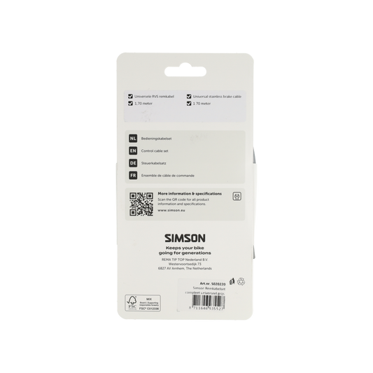 Simson S020220 remkabelset compleet Universeel grijs RVS