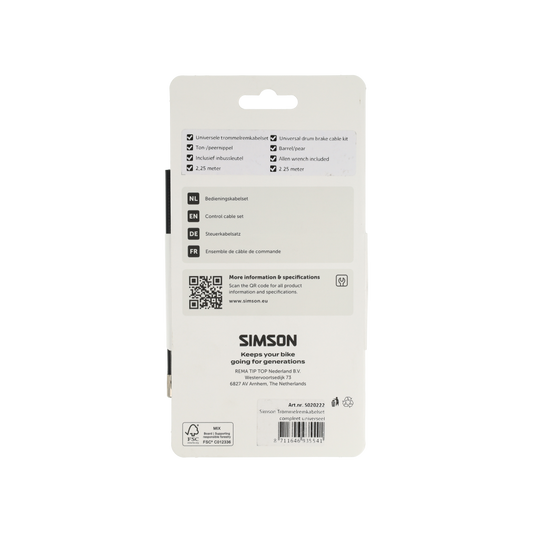 Simson S020222 trommelremkabelset compleet Universeel zwart RVS