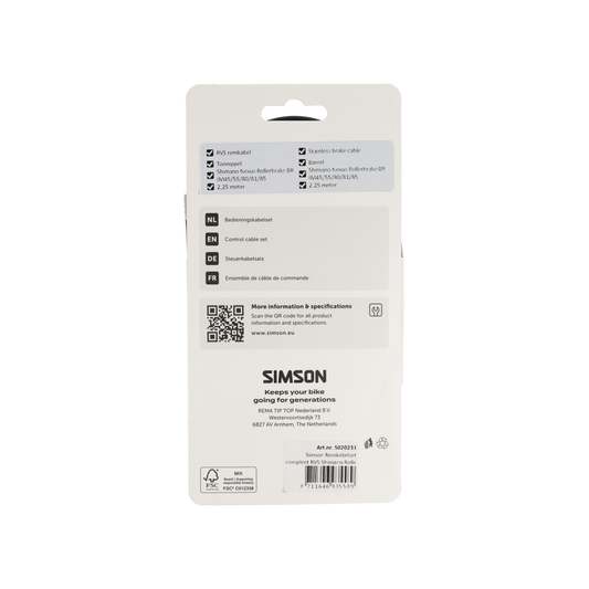 Simson S020231 remkabelset compleet RVS Shimano rollerbrake zwart