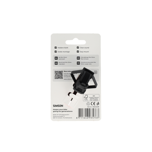 Simson S021228 bel Mini 32mm flex-band bevestiging zwart
