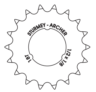 SA HSL 844 tandwiel 18T.  1/2x1/8" vlak