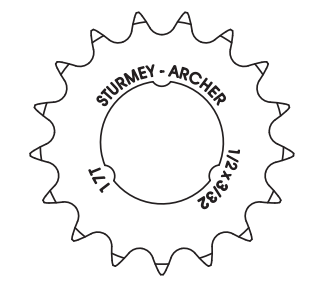 SA HSL 946 tandwiel 17T.  1/2x3/32 vlak