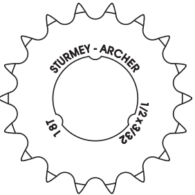 SA HSL 947 tandwiel 18T.  1/2x3/32 vlak