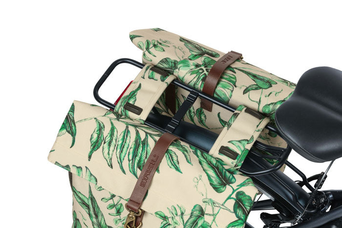 Basil 18082 Ever-Green dubbele fietstas 28-38L. sandshell beige