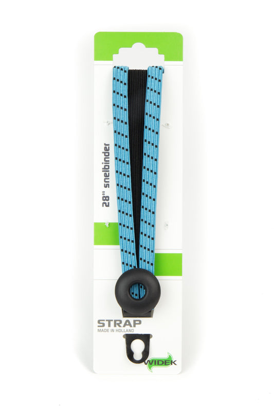 Widek Eye binder 1x24 mm. zwart, 2x12 mm. babyblauw met zwarte stalen platen op kaart (54 cm.)