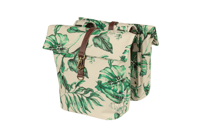 Basil 18082 Ever-Green dubbele fietstas 28-38L. sandshell beige