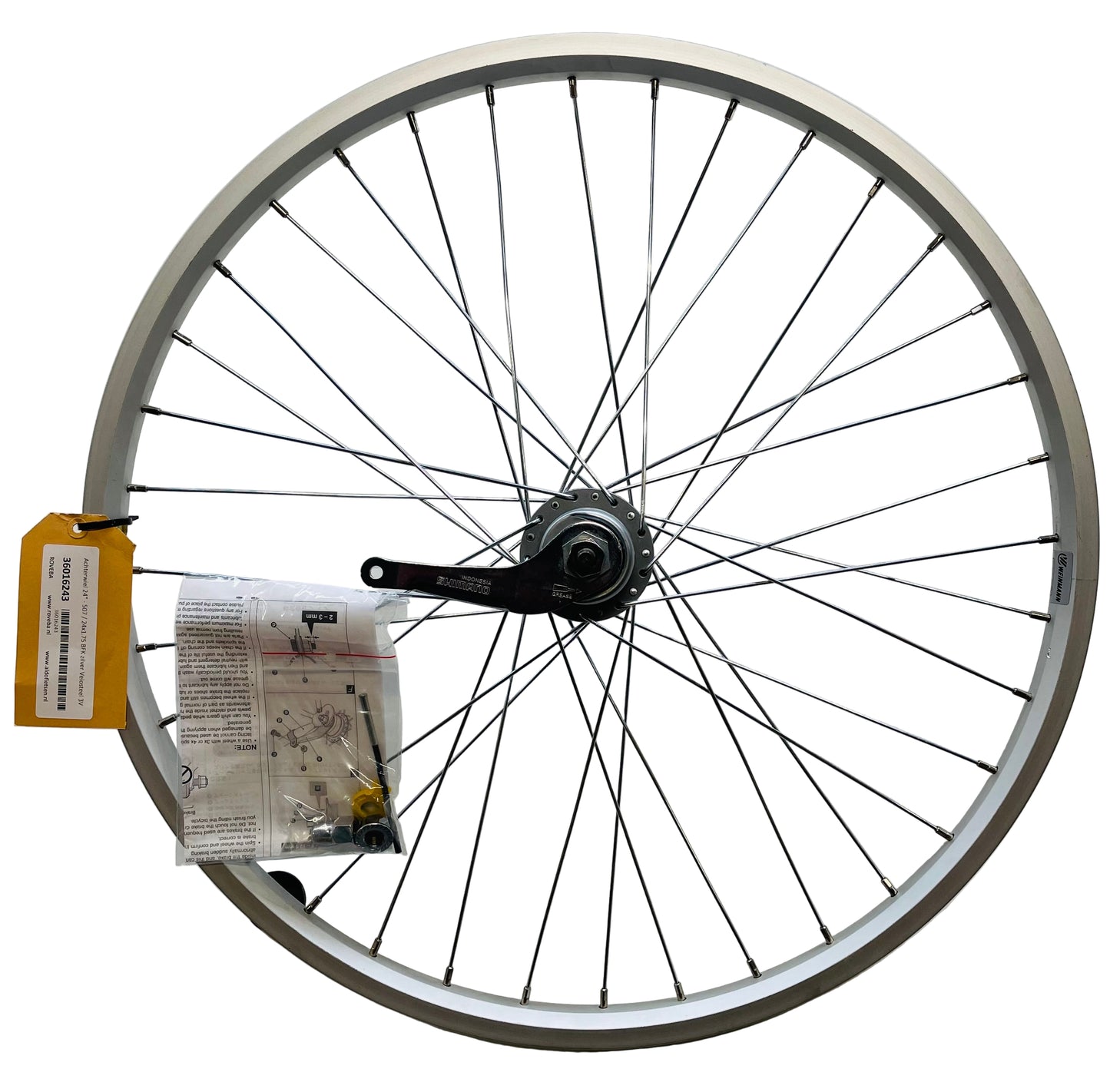 Achterwiel 24" - 507 / 24x1.75 BFK zilver 3V Nexus