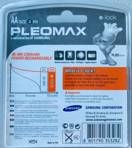 Batterij Pleomax LR6 AA 1.2V Ni-MH 2100mAh Power Rechargeable