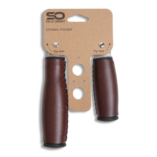 Selle Orient set handvatten kunstleer bruin 135/92 mm.