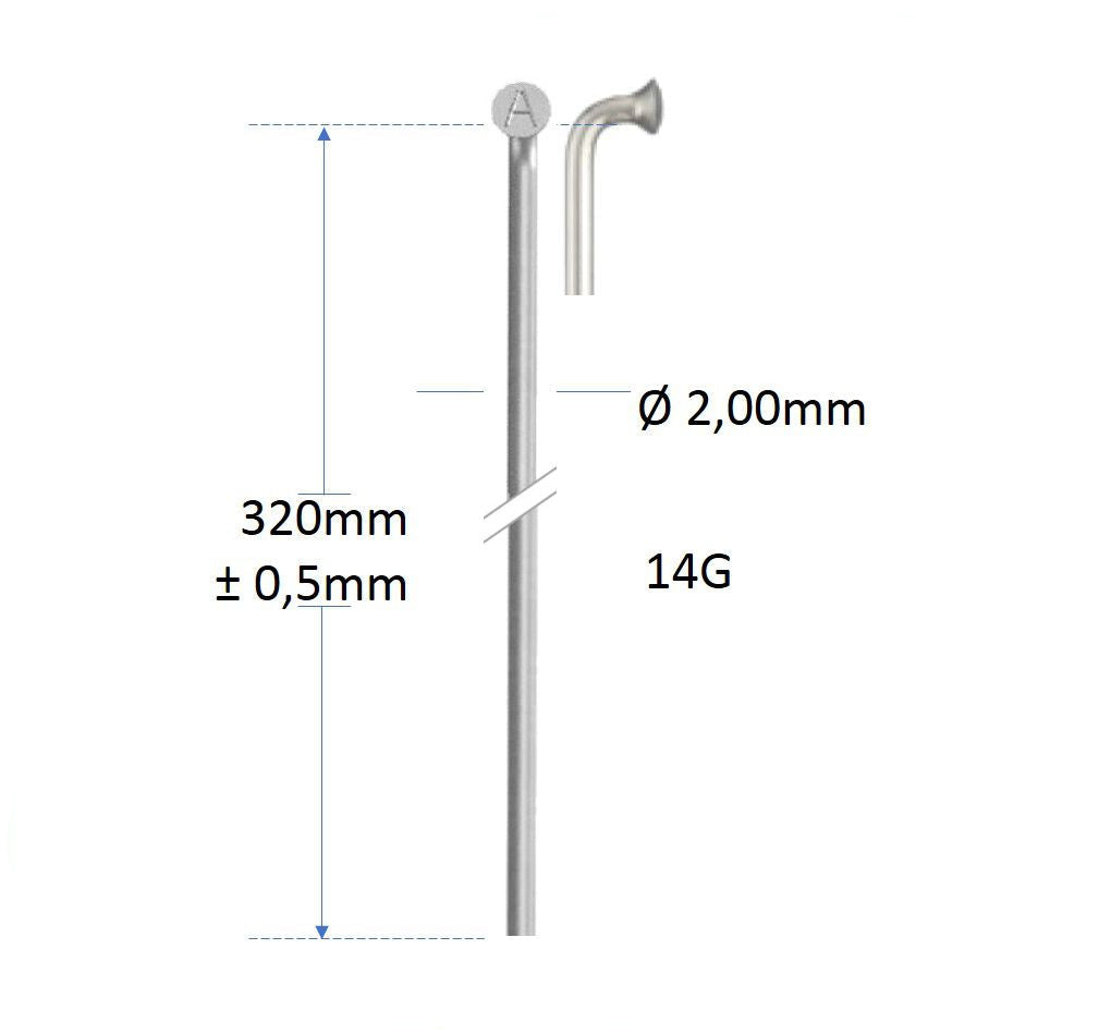 Roveba 'spaak-op-maat' Alpina spaak 14 rvs - per stuk