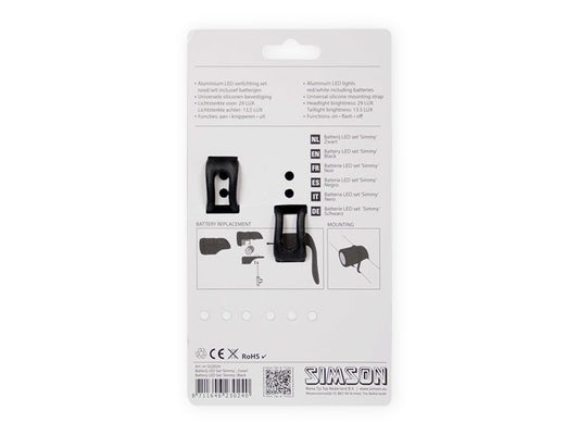Simson 022024 batterij LED set "Simmy" zw/zw 29 LUX/13.5 LUX