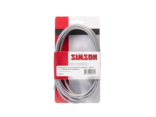 Simson 020232 remkabelset RVS Shimano rollerbrake met klembout BR-IM 45/55/80/81/85 zilver