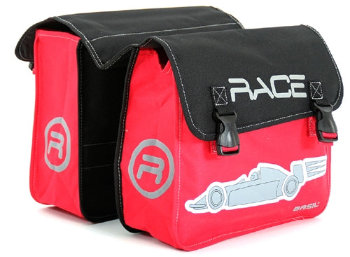 Basil 17115 Race-double bag, dubbele fietstas inh. 20 L. rood/zwart
