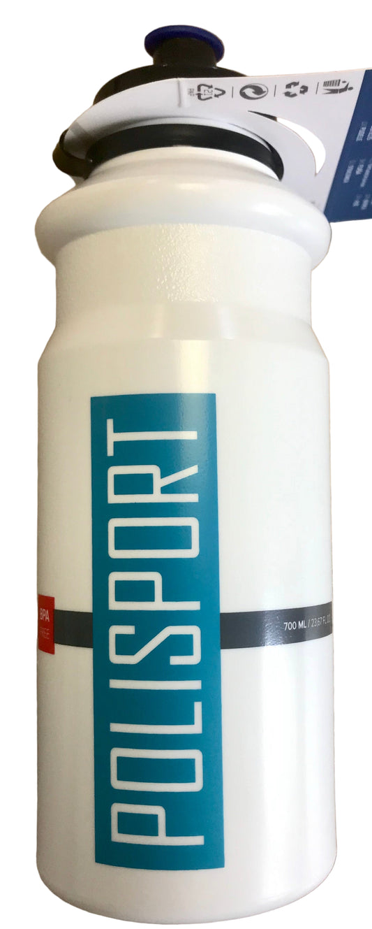 Polisport bidon 700 ml. wit/blauw