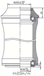 Tecora balhoofdstel 1.1/8" semi geintegreerd zwart Cane Fit 36x45 30.0 cart.