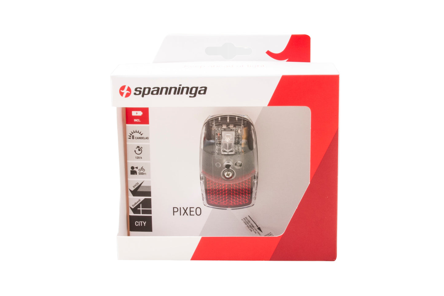 Spanninga Pixeo XB achterlicht aan/uit incl. 2 x AAA batterij