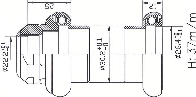 Tecora balhoofdstel 1" draad cartridge alu gepolijst 26.4