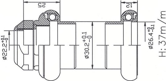 Tecora balhoofdstel 1"  draad cartridge alu gepolijst 26.4