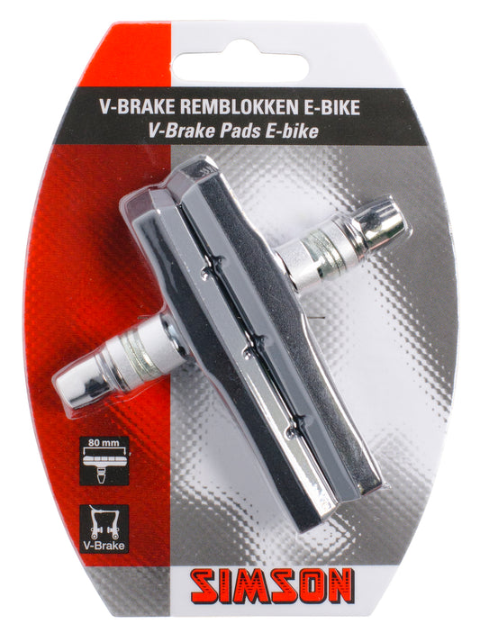 Simson 020209 V-brake remschoenen 80 mm. E-bike 2 stuks