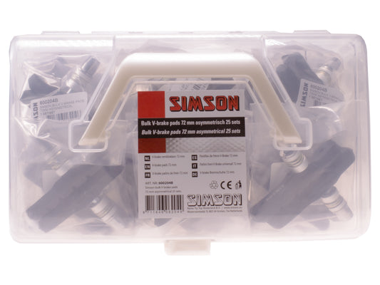 Simson 600204B V-brake pads 72 mm. asymmetrisch bulk (25 sets)