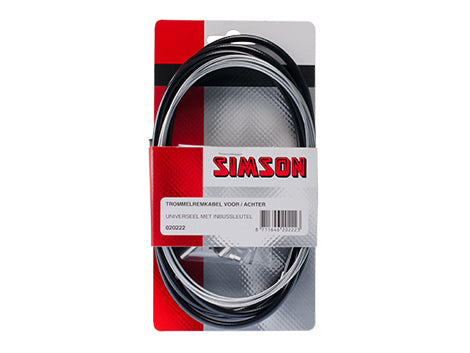 Simson 020222 trommelremkabelset voor/achter universeel met inbussleutel zwart gegalvaniseerd