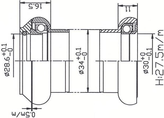 Tecora balhoofdstel 1.1/8" ahead zwart acb cartridge 30.0
