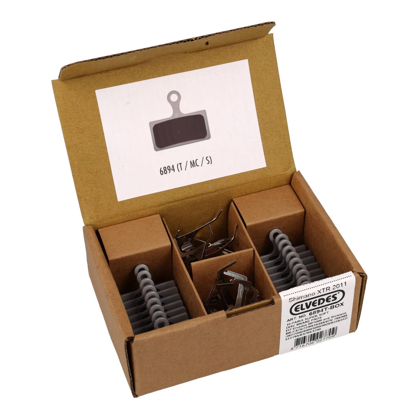 Elvedes 6894T-BOX disc brake pad soft compatible Shimano (10)