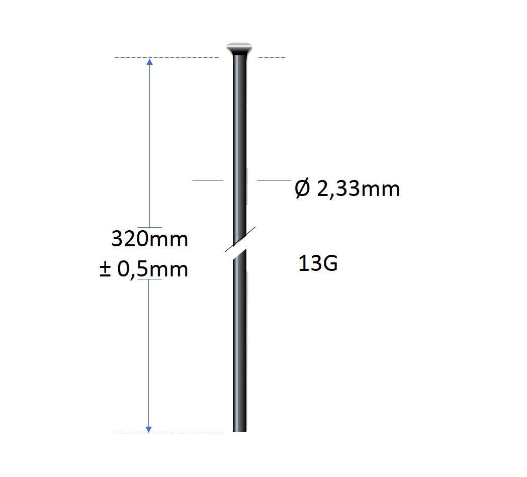 Roveba 'spaak-op-maat' Alpina spaak 13 rvs zwart - per stuk