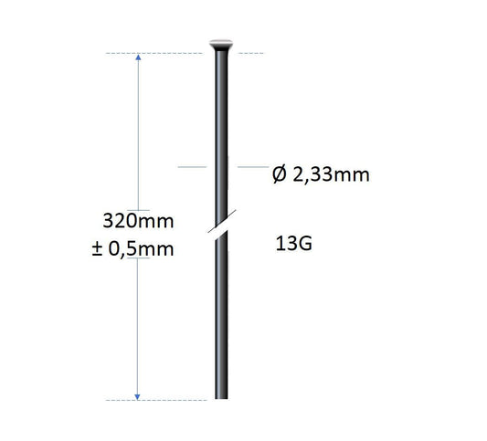 Roveba 'spaak-op-maat' Alpina spaak 13 rvs zwart - per stuk