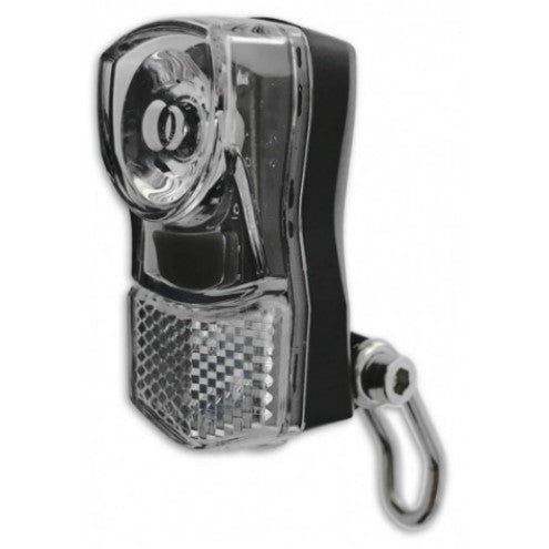 Büchel koplamp 1 witte led met reflector aan/uit/knipper op vorkkroon 2 x AAA alkaline batterijen