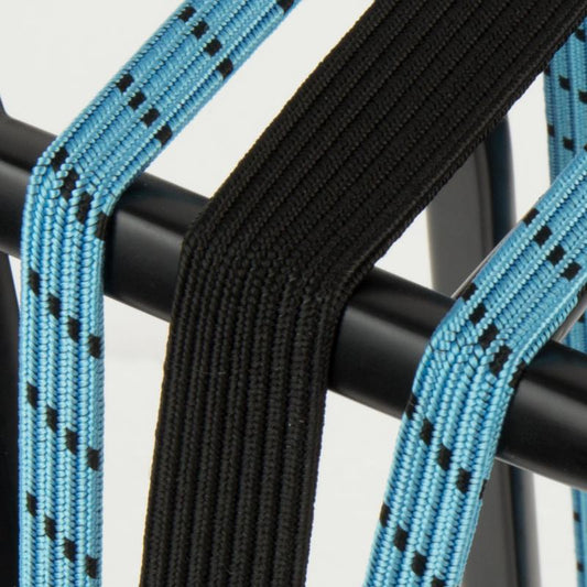 Widek Eye binder 1x24 mm. zwart, 2x12 mm. babyblauw met zwarte stalen platen op kaart (54 cm.)