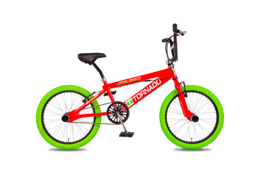 Freestyle BMX Luxe rood, groene banden