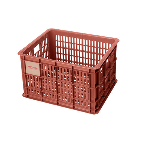 Basil 21137 Crate M fietskrat gerecycled kunststof medium 29,5L terra red