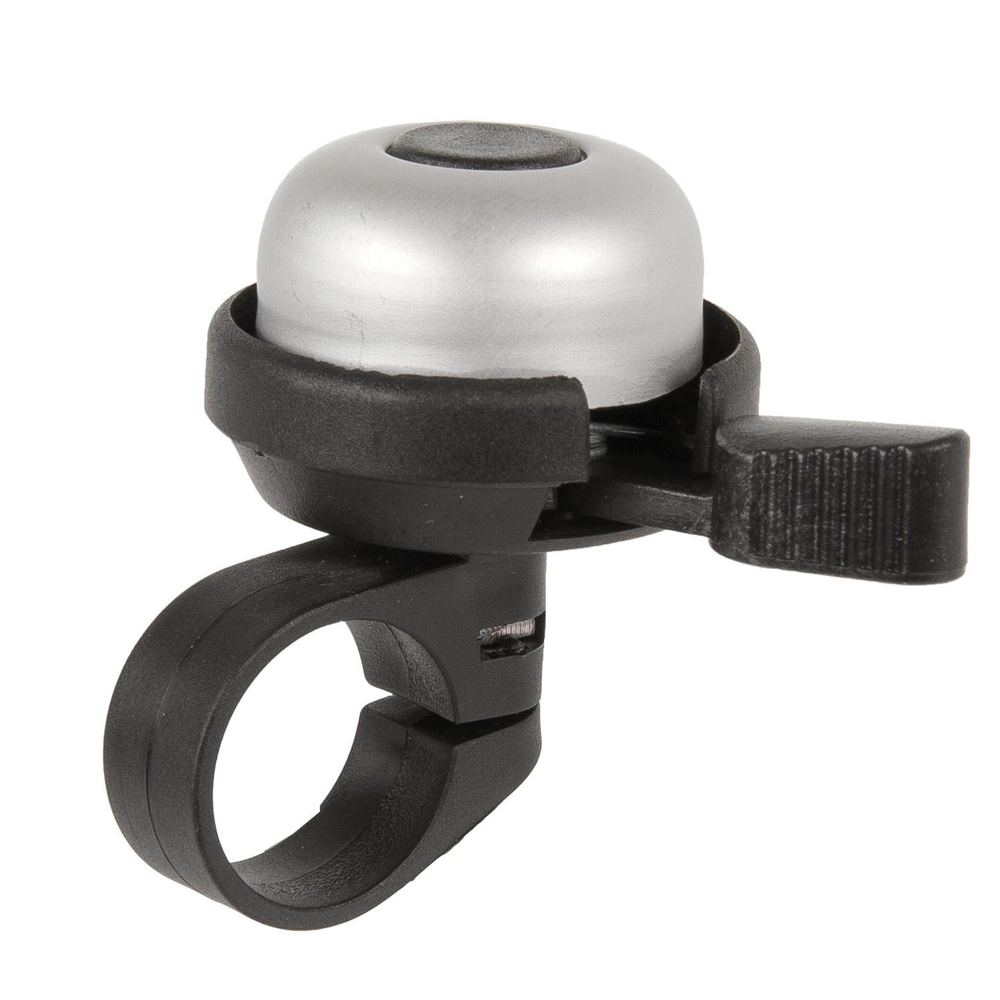 Fietsbel 'decibel' met klepel zilver/zwart