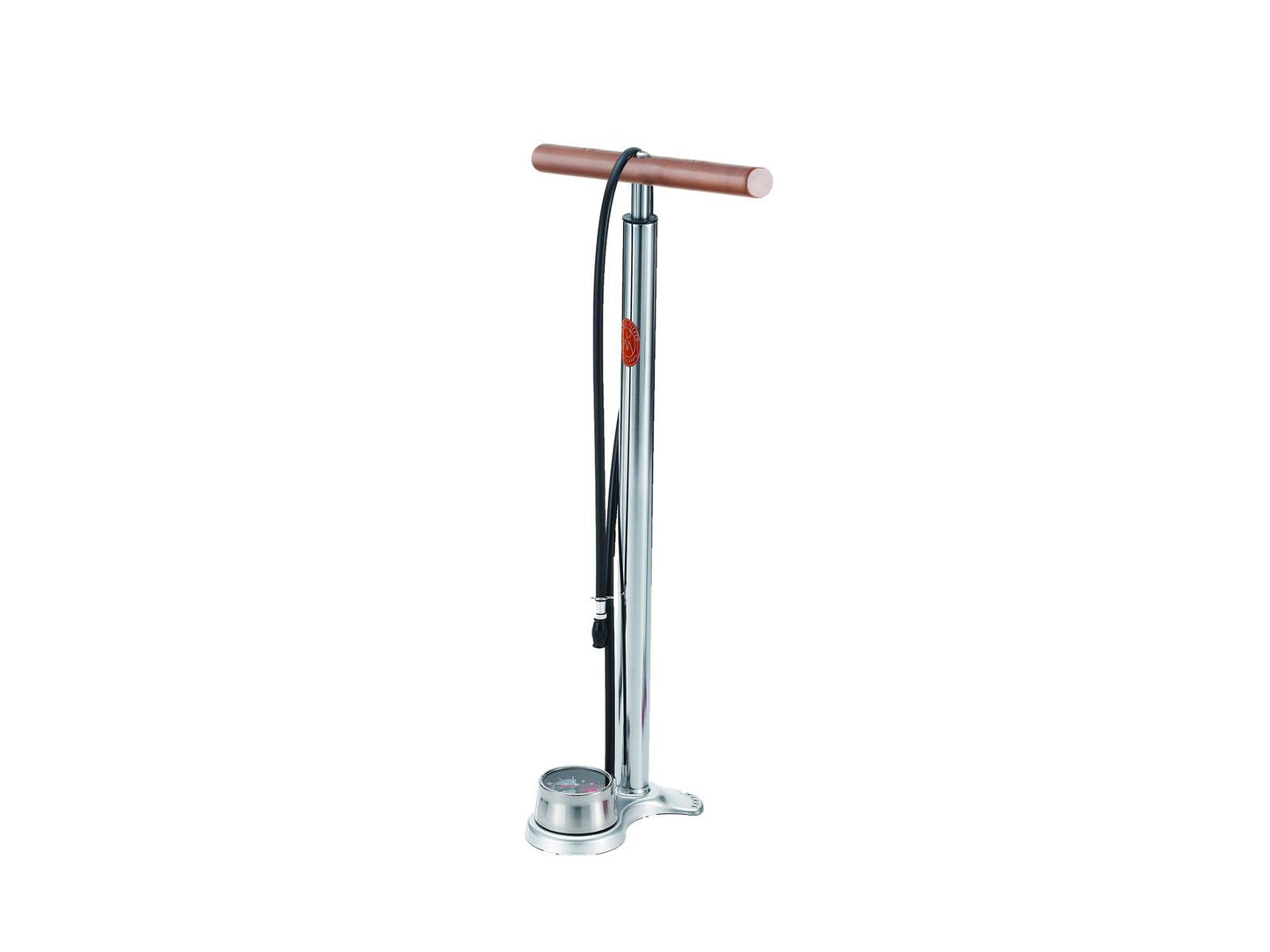 MP Airfish voetpomp met houten handgreep, manometer, 14 bar, Schrader/Dunlop/Presta