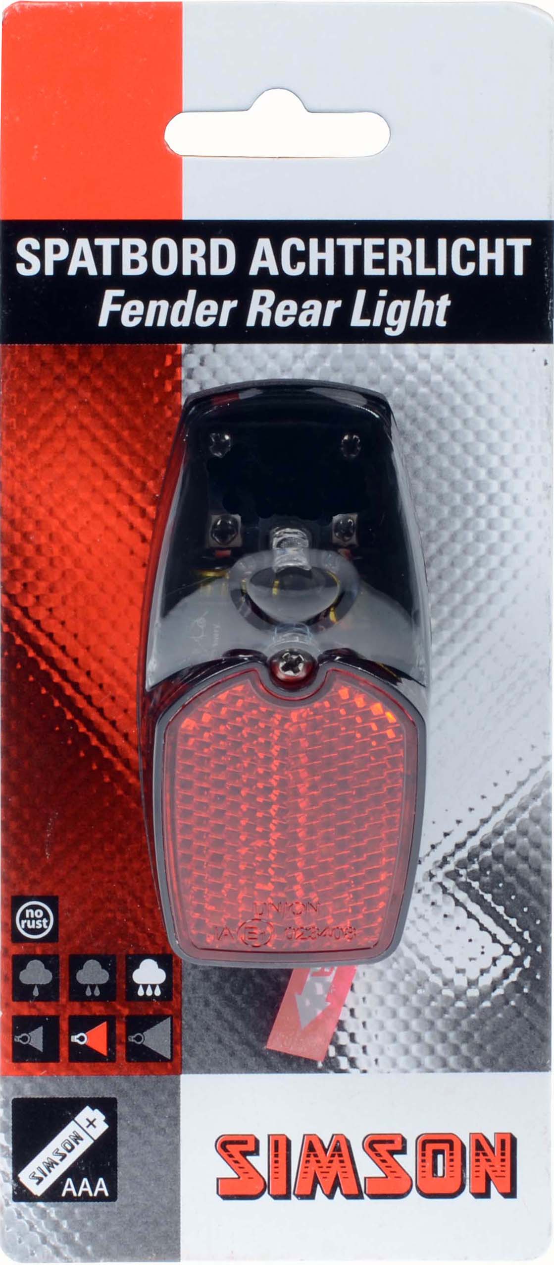 Simson 021769 spatbord 1 LED achterlicht incl. batterijen