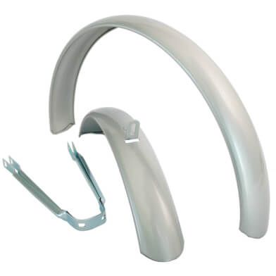 Spatbord set ATB met stangen cpl. zilver 12"