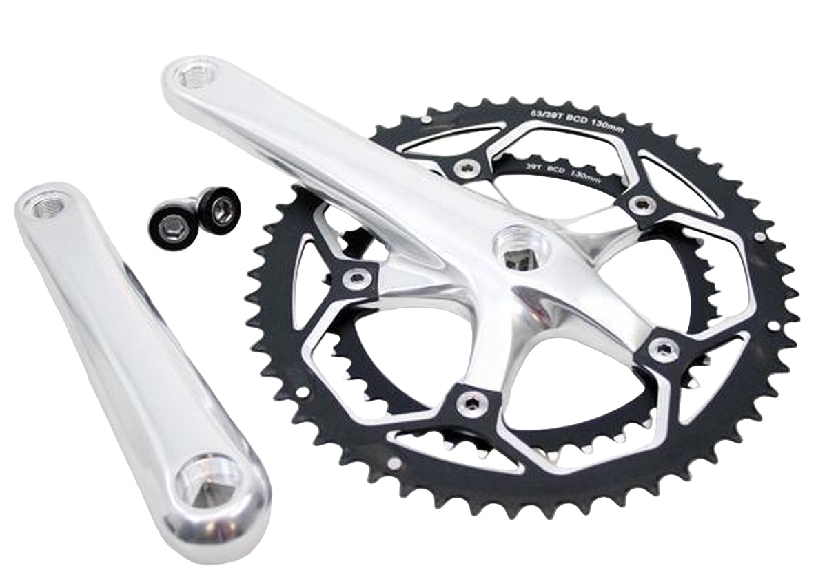 Lasco kettingwiel race 53-39T. aluminium zilver (-1 mm diep)