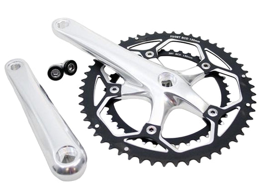 Lasco kettingwiel race 53-39T. aluminium zilver (-1 mm diep)